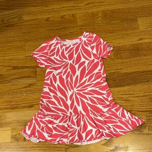 Vineyard Vines Pink Leaf Print Kids Dress